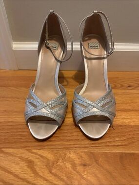 Elegant Silver Ankle-Strap Women's Heels